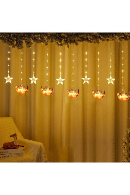 4 Metre Led Işıklı 5'Li Minare Ve Yıldız Işık Zinciri Dekoratif Fişli Aydınlatma Süs Ramazan Temalı