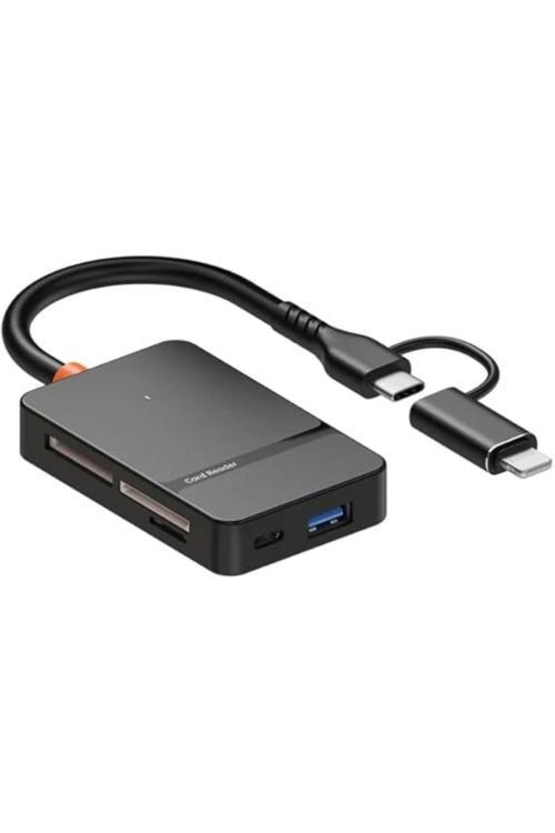 Çoklayıcı Adaptör 8 İn 1 Lightning/Type-C To Usb A,Sd Tf Ms/Macbook Uyumlu Çevirici Adaptör Ads-315