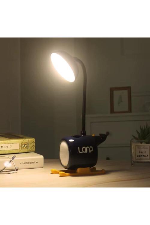 Kalemlikli Helikopter Tasarımlı Karikatür Masa Lambası Dekoratif Hediyelik Çocuk Odası Süs