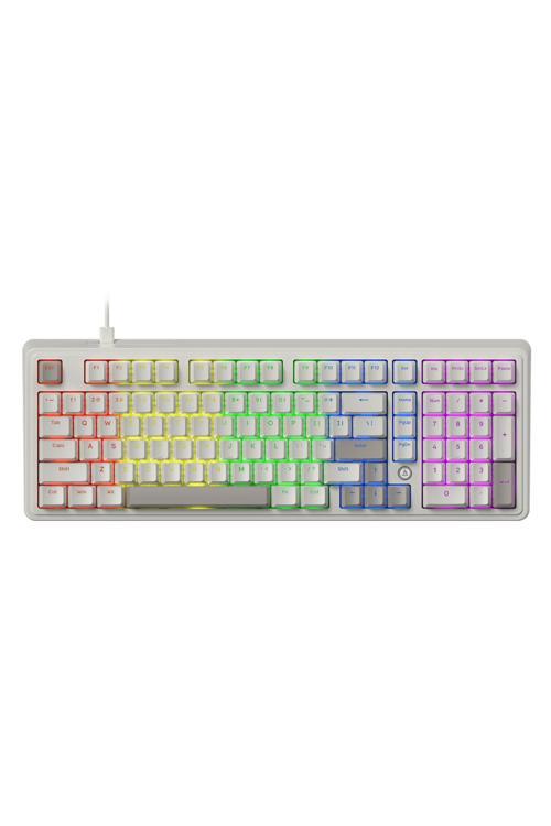 Kablolu Mekanik Oyun Klavyesi-Rainbow Aydınlatma-Hot Swap Ajazz Ak980 Krem Red Switch