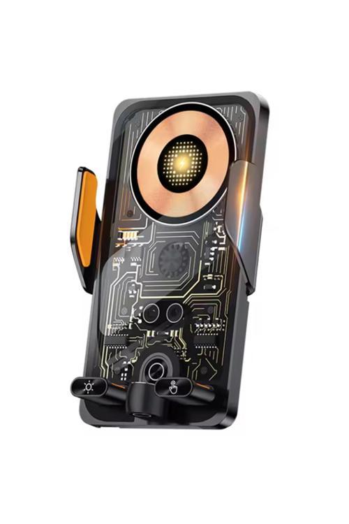 İphone 15 Uyumlu Kablosuz Araç İçi Cep Telefonu Şarj 2İn1 Telefon Tutucu Ve Şarj Araç