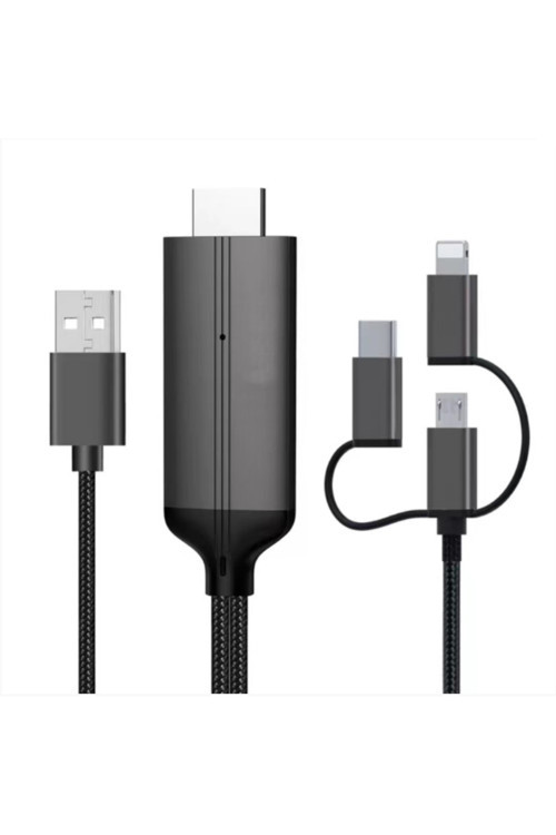 Phone To Hdmı Kablo, 2K 60Hz Yüksek Hızlı 3İn1 Kablo Telefondan Hdmı Çıkış Kablo Zr847