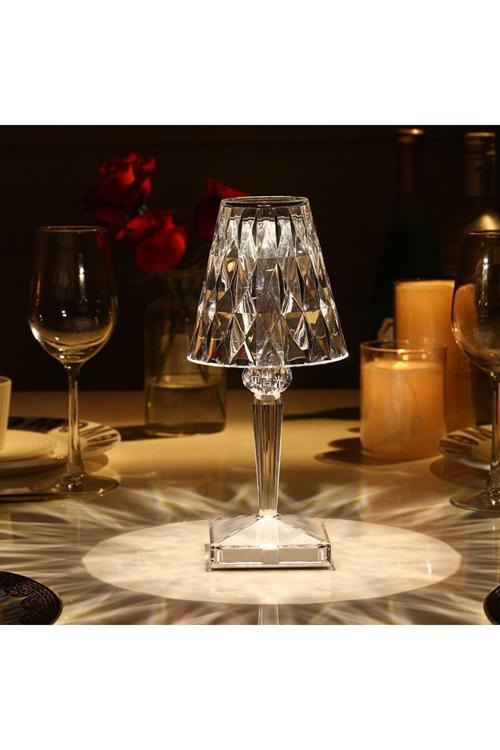 Kristal Masa Lambası Kısılabilir Dekoratif Romantik Elmas Kristal Lamba Şarj Edilebilir Sy-136