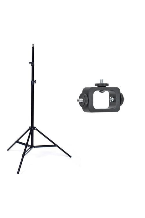 2'Li Set Tripod Ve Montaj Adaptörü Canlı Yayın Fotoğraf Video Çekim Aksesuar