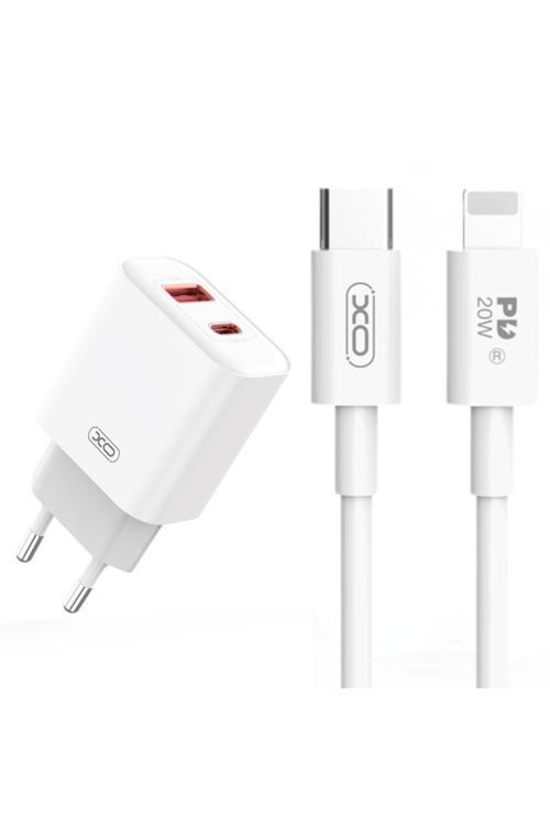 Ce12 Çoklu Hızlı Şarj Adaptörü|1 Adet Lightning Kablo|2 Cihaz Şarj|1 Type-C 1 Usb-A|20W Max Power