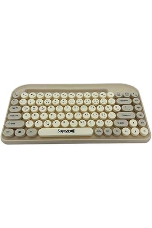 Bluetooth Klavye Renkli Retro Kablosuz Klavye Daktilo Görünümlü Tuş Tasarımı Şık Ve Kullanış