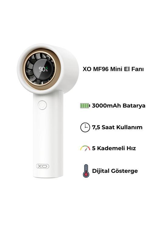 Şarjlı Mini El Fanı – 3000Mah, 7.5 Saat Kullanım, 5 Kademeli Hız, Masaüstü & El Tipi, Mf96