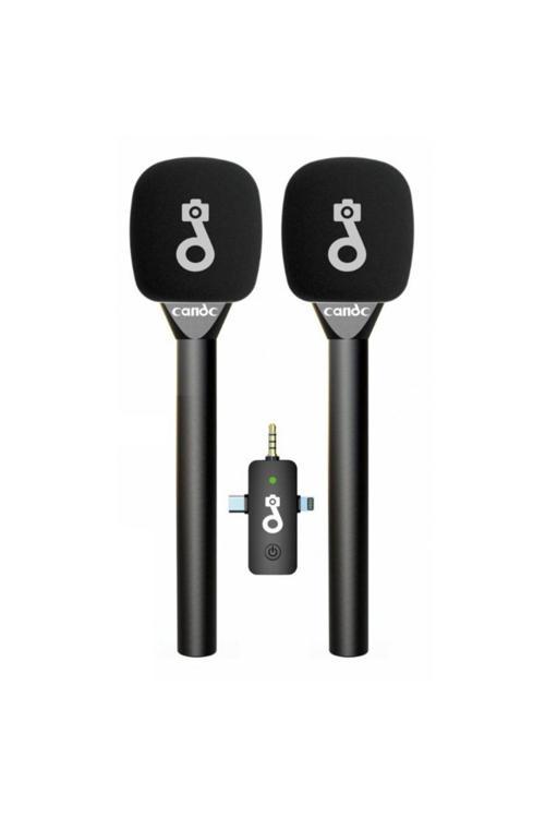 2Tx Kablosuz Mikrofon - El Ve Yaka Tipi, 50M, 2.4Ghz, Tak-Çalıştır, Röportaj & Canlı Yayın