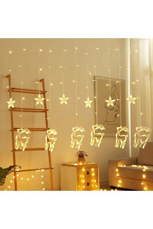 3 Metre Led Işık 6 Geyik 6 Yıldız Işık Zinciri Dekoratif Fişli Aydınlatma Ev Dekorasyonu Süsleme