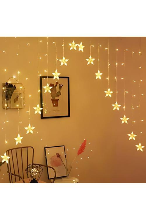 4 Metre Led Işık 14'Lü Çapraz Yıldız Işık Zinciri Dekoratif Fişli Aydınlatma Ev Dekorasyonu Süsleme