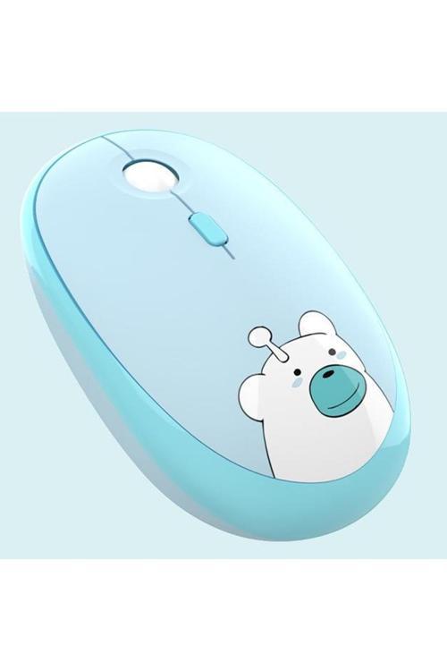 Kablosuz Wireless Mouse Renkli Ayıcık Tasarım Kablosuz Sessiz Bilgisayar Laptop İçin Pilli Fare M2