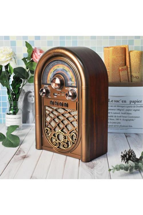 Retro Radyo Taşınabilir Bluetooth Speaker Ve Hoparlör Ahşap Kaplama Antika Tarzı R-1950Btl Bordo