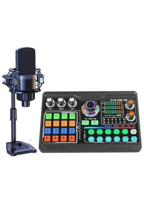 Profesyonel Podcast Mikrofon Ses Kartı Kiti Pc Dizüstü Bilgisayar Için Vlog Canlı Youtuber P300