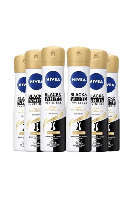 Invisible Black&white Ipeksi Pürüzsüzlük 150 ml Kadın Deodorant Sprey*6 Adet Avantajlı Paket