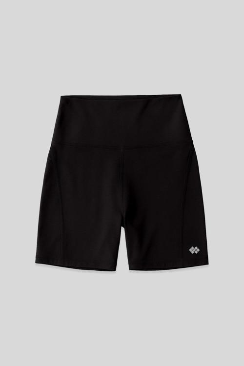 Siyah Kemer Detaylı Yüksek Bel Slim Fit Kısa Biker Kadın Tayt - 91017