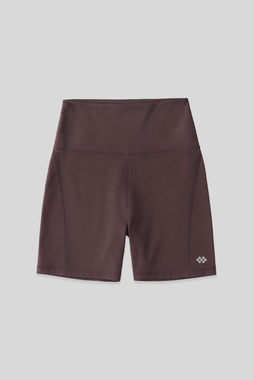 Kahverengi Kemer Detaylı Yüksek Bel Slim Fit Kısa Biker Kadın Tayt - 91017