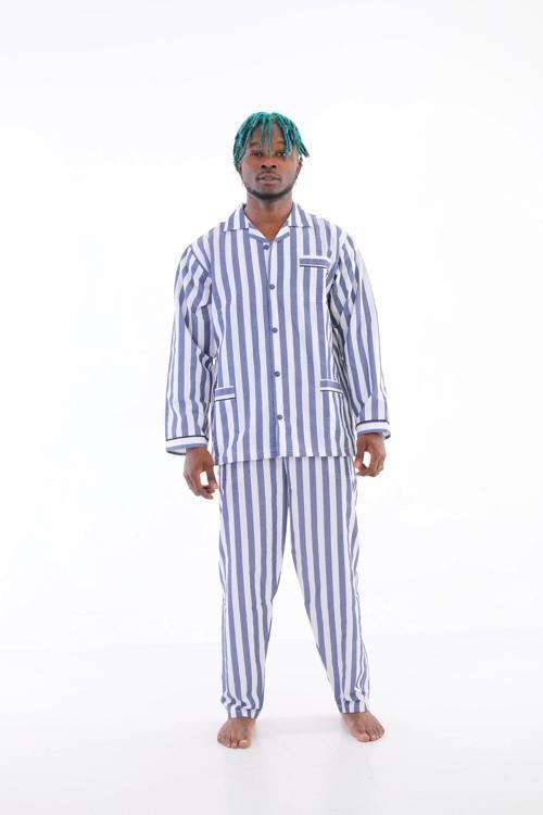 Louren Paris 4007 Uzun Kol Çizgili Gaffur Erkek Pijama Takım