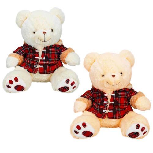 Ekose Elbiseli Peluş Ayı 45 cm. 1 Adet Fiyatıdır