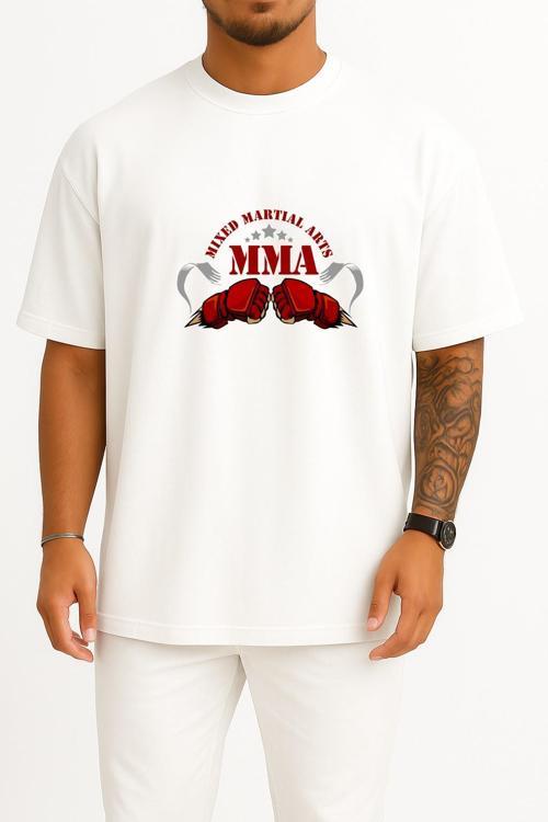 Oversize Mma Kickboxing Logo Göğüs Tasarımlı Unisex T-Shirt
