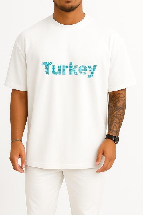 Oversize Turkey - Türkiye Yazılı Göğüs Tasarımlı Unisex T-Shirt