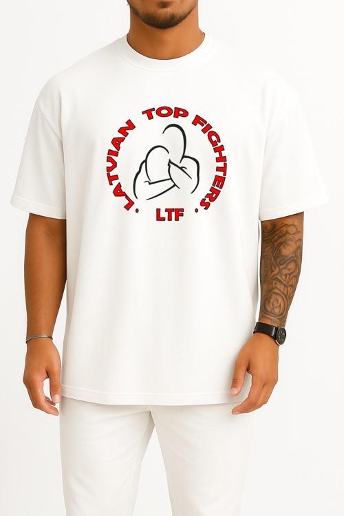 Oversize Mma Club Latvian Top Fighters Pankration Göğüs Tasarımlı Unisex T-Shirt