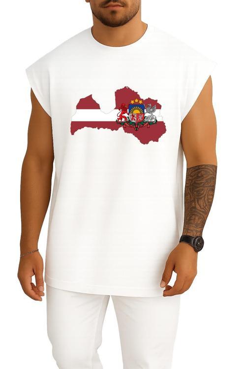 Oversize Latvia Map - Litvanya Haritası Göğüs Tasarımlı Atlet