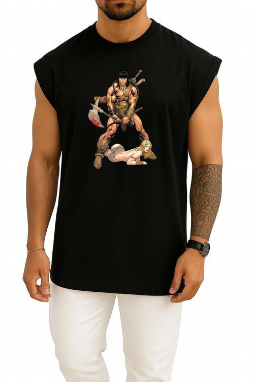 Oversize Conan The Barbarian The Coming Of Conan Göğüs Tasarımlı Atlet