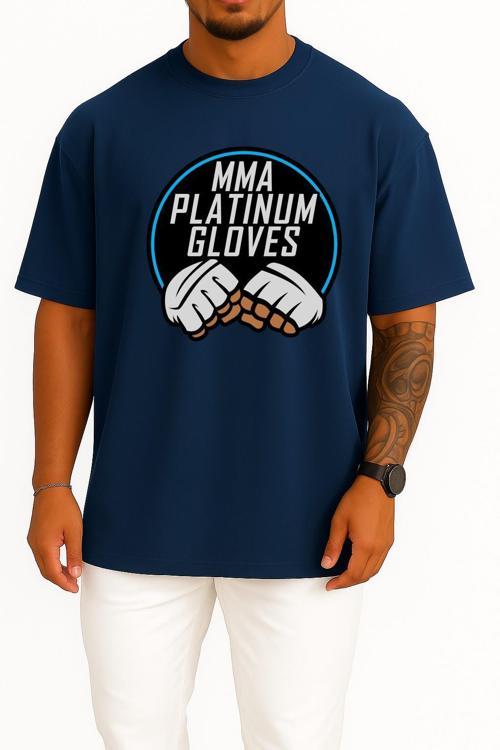Oversize Mma Platinium Eldivenler Göğüs Tasarımlı Unisex T-Shirt