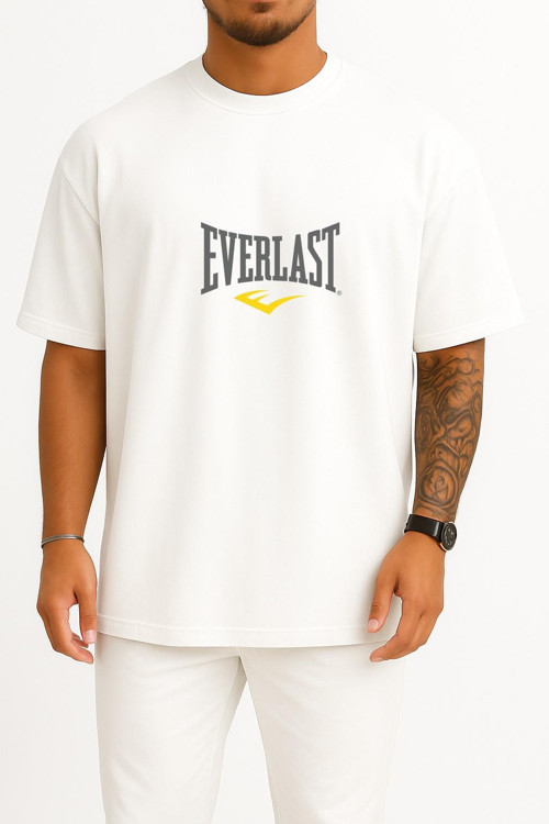 Oversize Everlast Glove Punching Training Bags Boxing Göğüs Tasarımlı Unisex T-Shirt