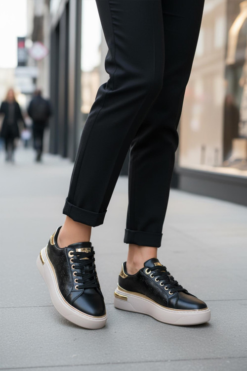 Lady 028 Z Desenli Siyah Kadın Sneaker