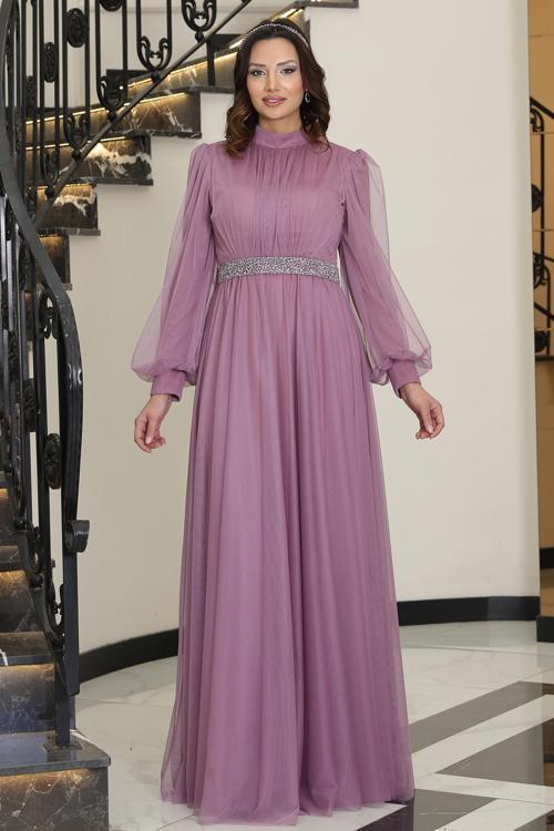 Alia Şık Taş Detaylı Büyük Beden Tesettür Abiye - Alya