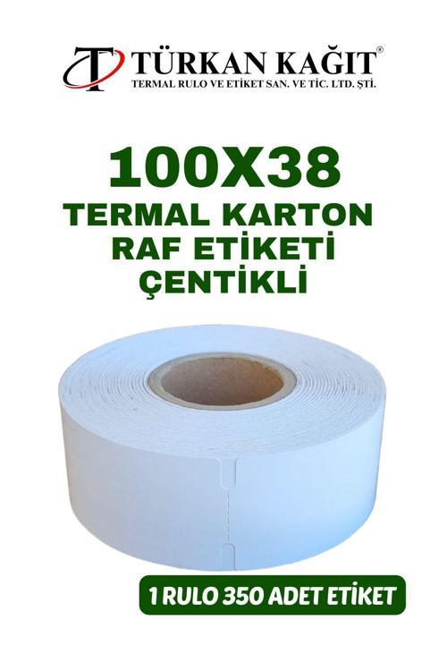 100X38 Termal Karton Raf Etiketi 350 Sarım Çentikli 20 Rulo 7000 Adet Etiket