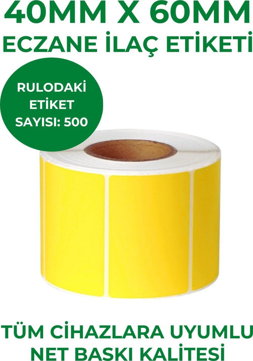 40X60 10 Adet 500'Lü Eczane Etiketi