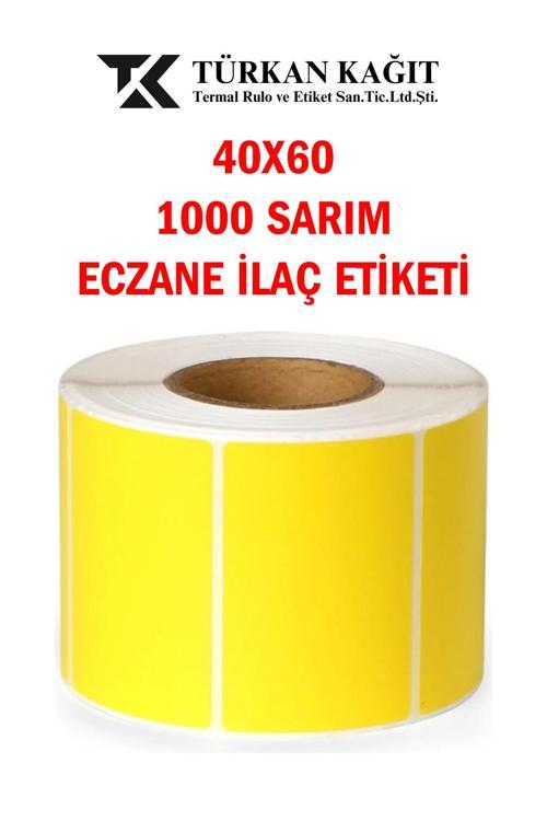 40X60 1000Li Eczane Ilaç Tarif Etiketi Sarı Renk (1 Rulo 1000 Etiket)