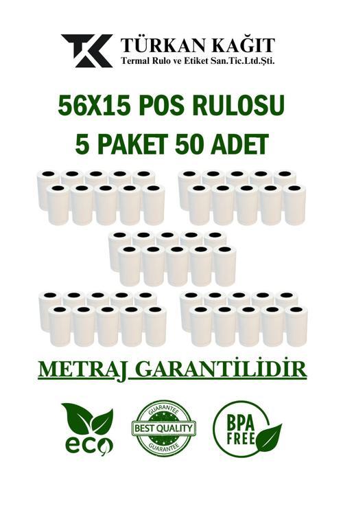 56X15 Pos Rulosu 5 Paket 50 Adet Termal Rulo - Yazarkasa Pos Rulosu - Pos Kağıdı