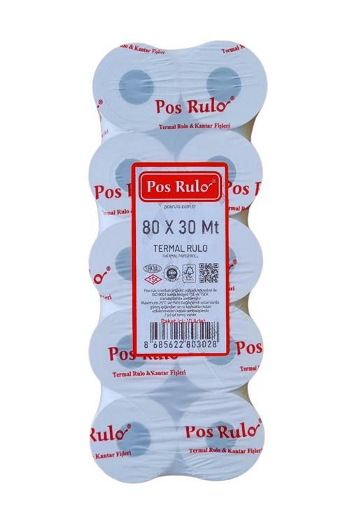 80X30 Termal Rulo - Yazarkasa Adisyon Rulosu 1 Paket 10 Adet