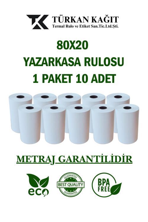 80X20 Termal Rulo - Yazarkasa Adisyon Rulosu 1 Paket 10 Adet