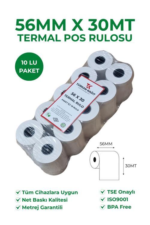 56X30 Termal Rulo - Yazarkasa Pos Rulosu 5 Paket 50 Adet