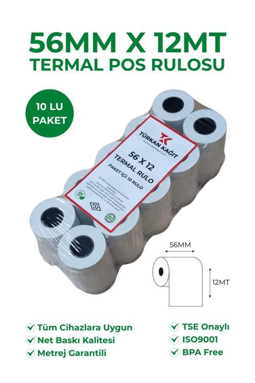 56X12 Termal Rulo - Yazarkasa Pos Rulosu 20 Paket 200 Adet