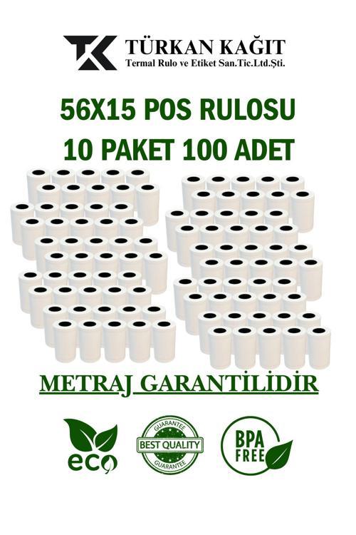56X15 Pos Rulosu 10 Paket 100 Adet Termal Rulo - Yazarkasa Pos Rulosu - Pos Kağıdı
