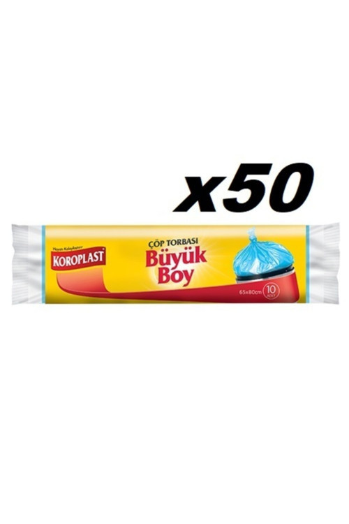 Güçlü Büyük Boy 10Lu Çöp Torbası X 50 Paket (65X80 Cm)