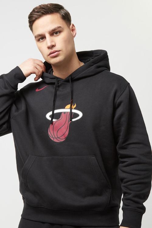 Miami Heat NBA Fleece Pullover Loose Fit Hoodie Erkek Kapüşonlu Bol Kesim Sweatshirt Siyah