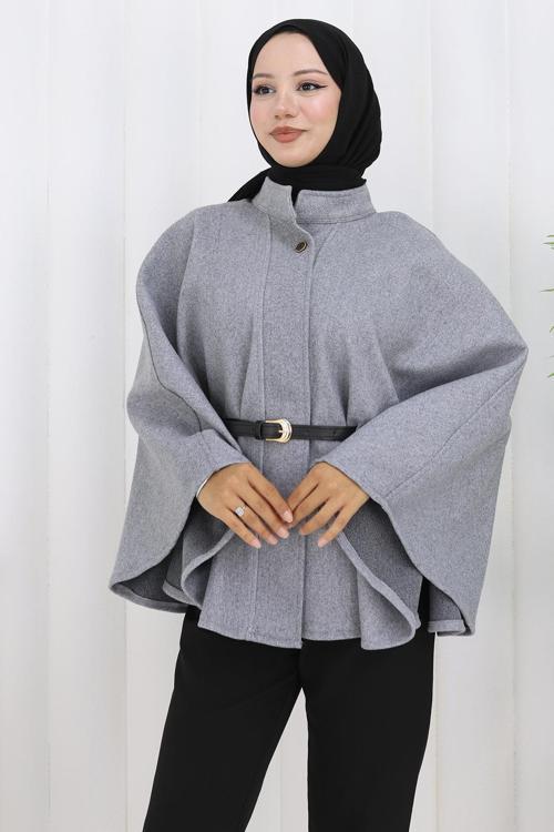 Kemerli Kaşe Panço Gri HM2842