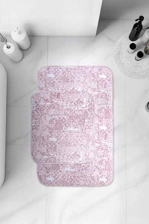Banyo 2li Kaydırmaz Paspas Takımı Pudra 60x100