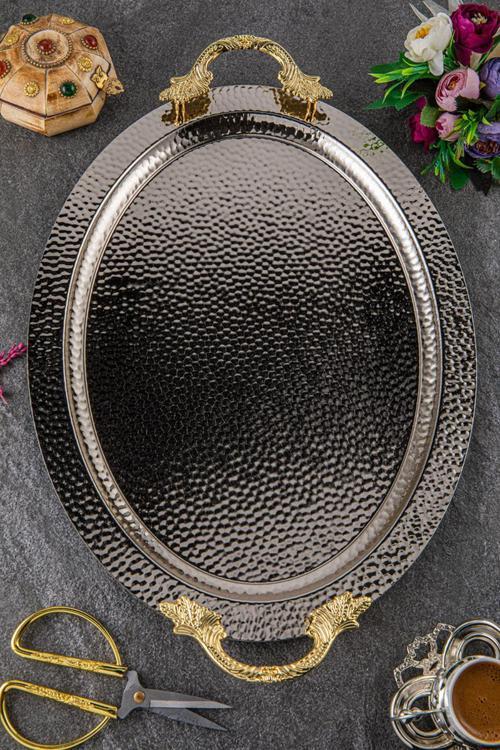 DAMLA OVAL 6 KİŞİLİK TEPSİ GÜMÜŞ
