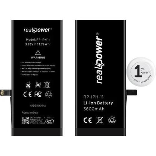 Realpower Apple Uyumlu iPhone 11 Yüksek Kapasiteli Batarya 3580Mah
