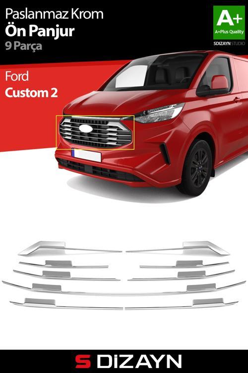 Ford Tourneo Custom 2 Krom Ön Panjur 9 Prç. 2023 Üzeri A+ Kalite