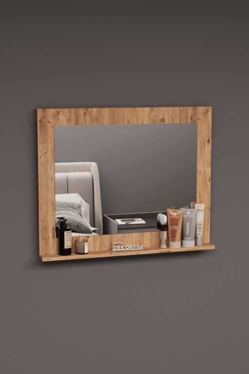 DF06101 Raflı Dekoratif Duvar Aynası Makyaj Aynası