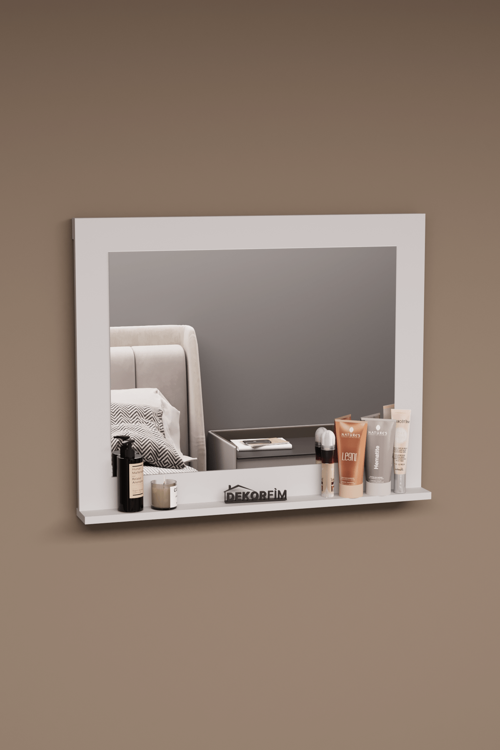 DF06101 Raflı Dekoratif Duvar Aynası Makyaj Aynası