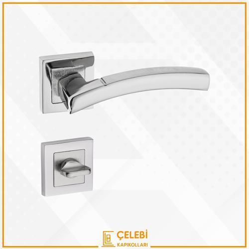 BALMONDİ KOL KARE ROZETLİ NİKEL SATEN WC KAPI KOLU